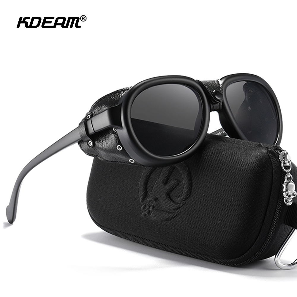 Sunglasses Aviator Polarized - KDEAM パイロットサングラススチームパンクメンズアビアティック偏光サングラス女性ソフトレザーシールドメガネ偏光
