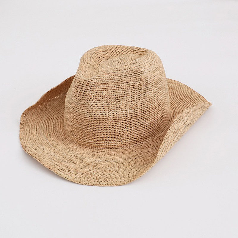 Bucket Hat Straw - 女性のためのナチュラルラフィアストローハット、Brim outing、ビーチサンシェード、パamaバケット、カウボーイアイデリアハット、ラグジュアリーサンハット、夏