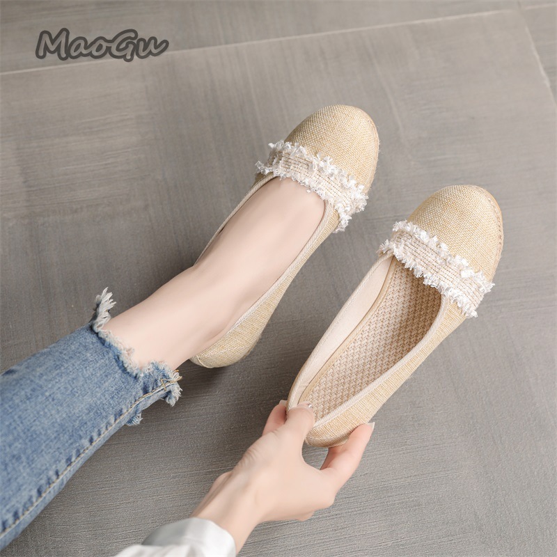 Espadrille Slip On - 女性用エスパドリーユ ウェッジシューズ ラウンドトゥ スリッポン カジュアルシューズ 通気性のある夏用軽量履物