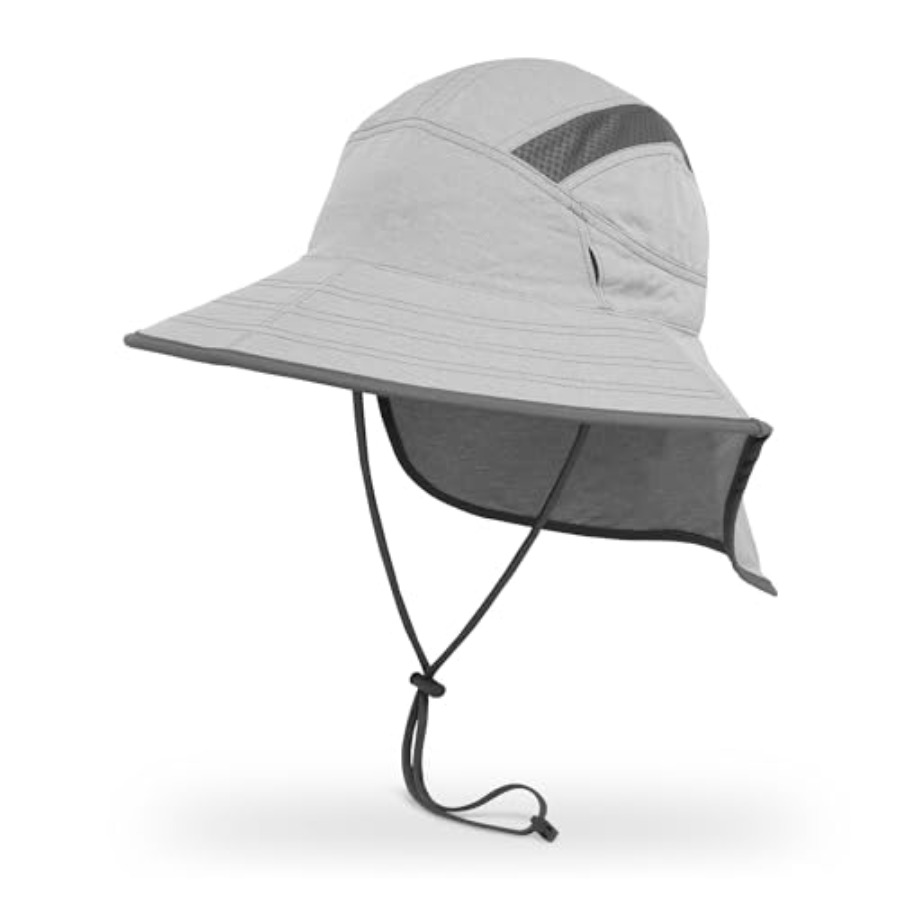 Packable Hat Nylon - ウルトラアドベンチャーハット - UPF 50+ 日よけ帽子（男女兼用、ネックケープ付き）、ナイロン製、黒、軽量で折りたたみ可能