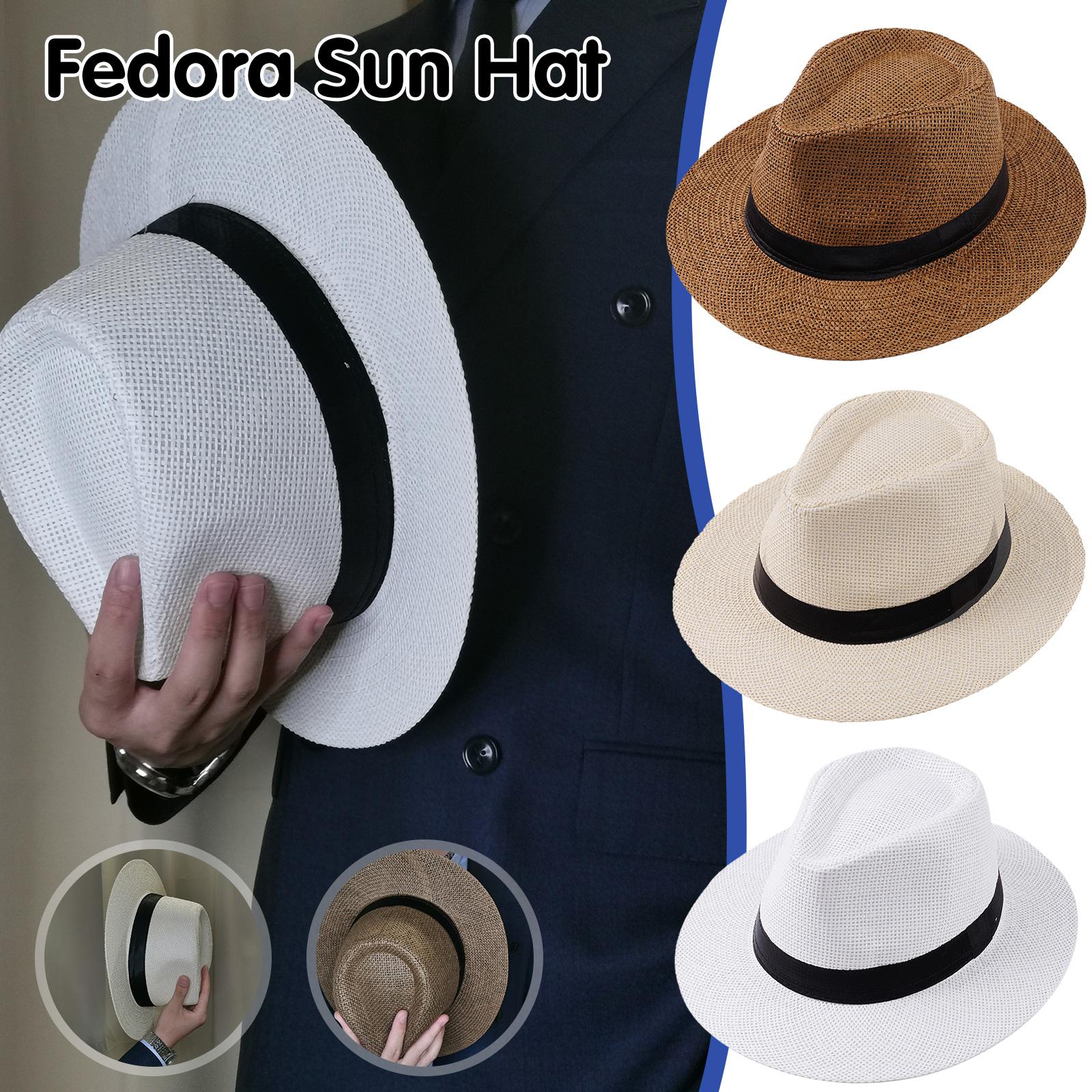 Bucket Hat Straw - 男性夏パナマ麦わら帽子ナチュラルファッショントレンディビーチ日焼け防止帽子リボンカジュアルカウボーイ屋外ギャングスターキャップ 2026