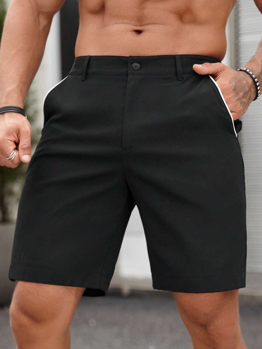 Shorts Chino Slim - メンズファッションスリムフィットチノショーツクラシックソリッドカラーポケットトリムデイリーカジュアルサマーアウトドアビーチショートボトムス