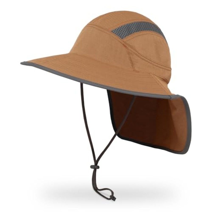 Packable Hat Nylon - ウルトラアドベンチャーハット - UPF 50+ 日焼け止め帽子（男女兼用、ネックケープ付き）、軽量ナイロン製、黒、折りたたみ可能、通気性あり