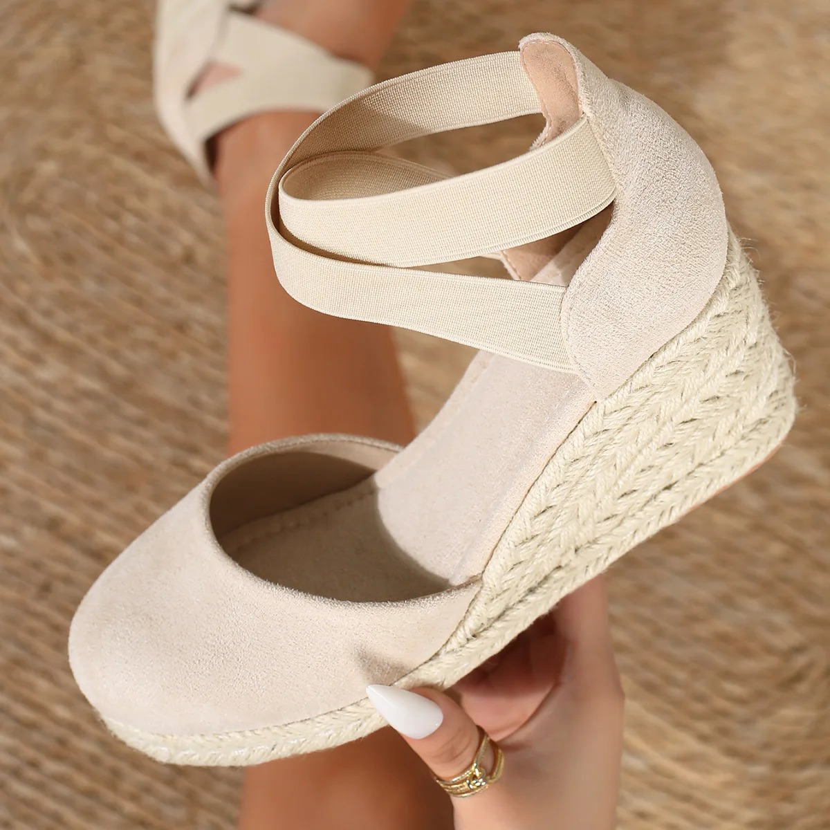 Espadrille Slip On - カバートゥ レディース エスパドリーユ ウェッジ サンダル アンクルストラップ