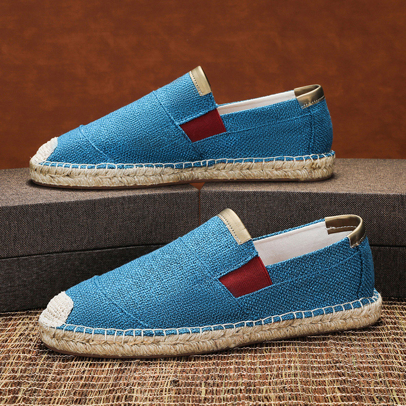 Espadrille Slip On - キャンバススニーカー新作2026カジュアル織り靴トレンド格安メンズ秋快適滑り止めメンズフットウェアフラットエスパドリーユ