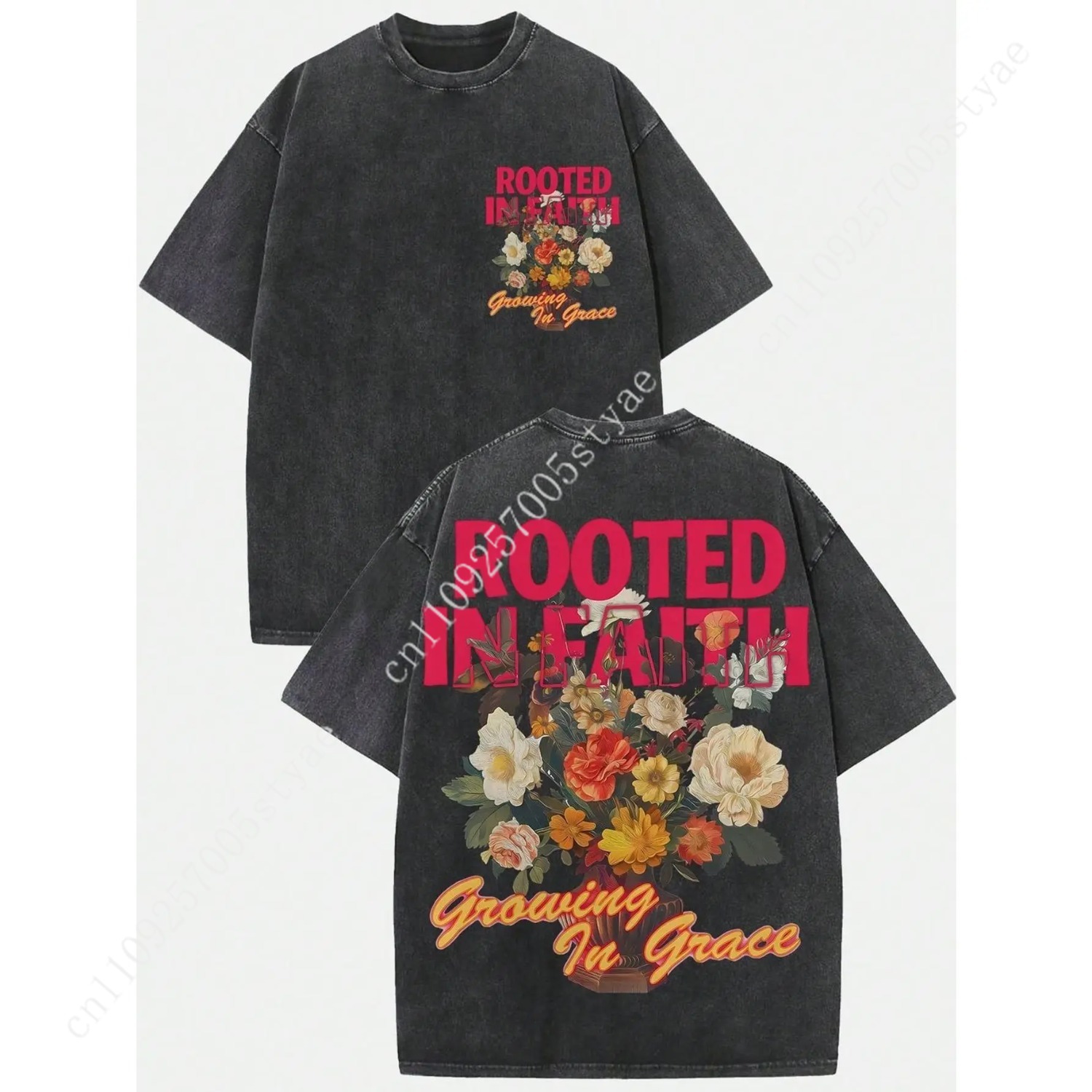 Tee Graphic Print - レディース ヴィンテージ ウォッシュ加工 230gsm ヘビーウェイト Tシャツ