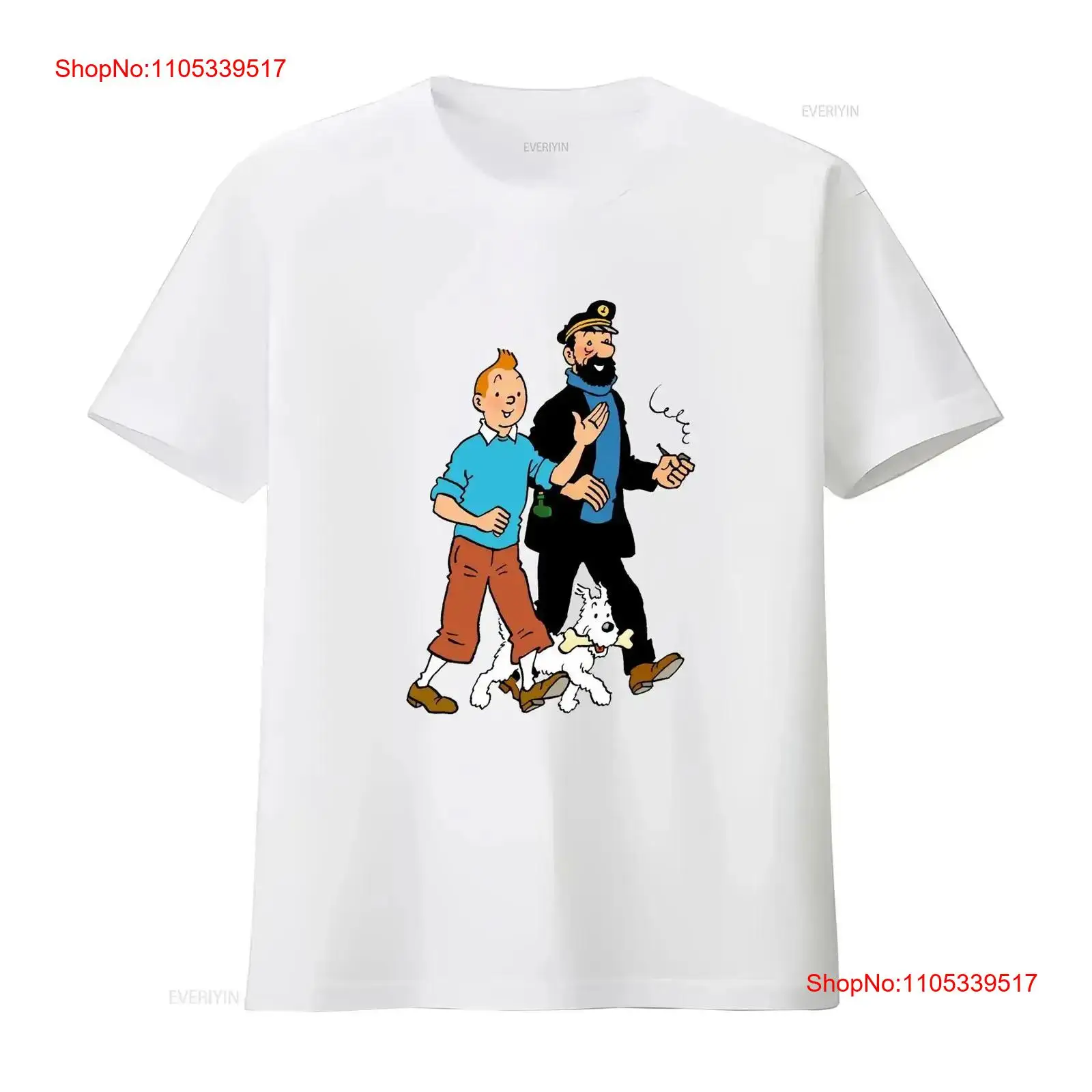 Tee Graphic Print - ウォーキング・ウィズ・キャプテン・ハドック コミックTシャツ 長袖 ヴィンテージ ウォッシュド ソフト