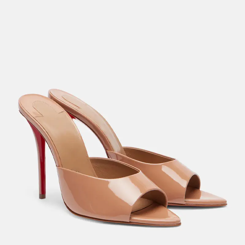 Casual Sandal Leather - 女性用靴新しいポインテッドオープントゥローマンサンダルメタルセクシーな女性の靴アウトドアスリッパ 10.5 センチメートルサンダリアロマナスムジェール