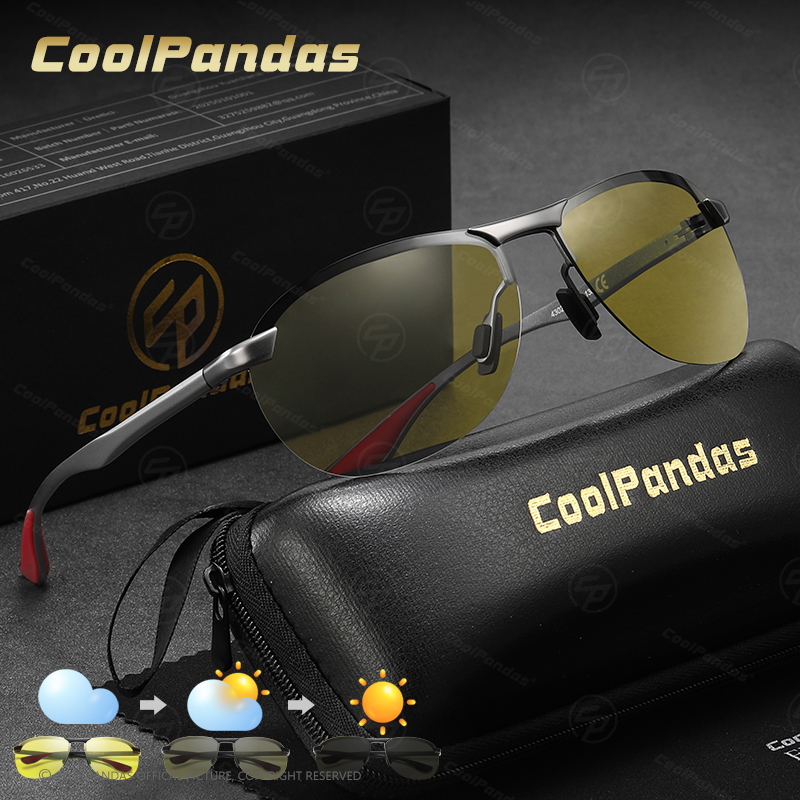Sunglasses Aviator Polarized - 新しいトレンドインテリジェント航空サングラス男性フォトクロミック偏光昼夜視力メガネ女性 oculos de sol masculino