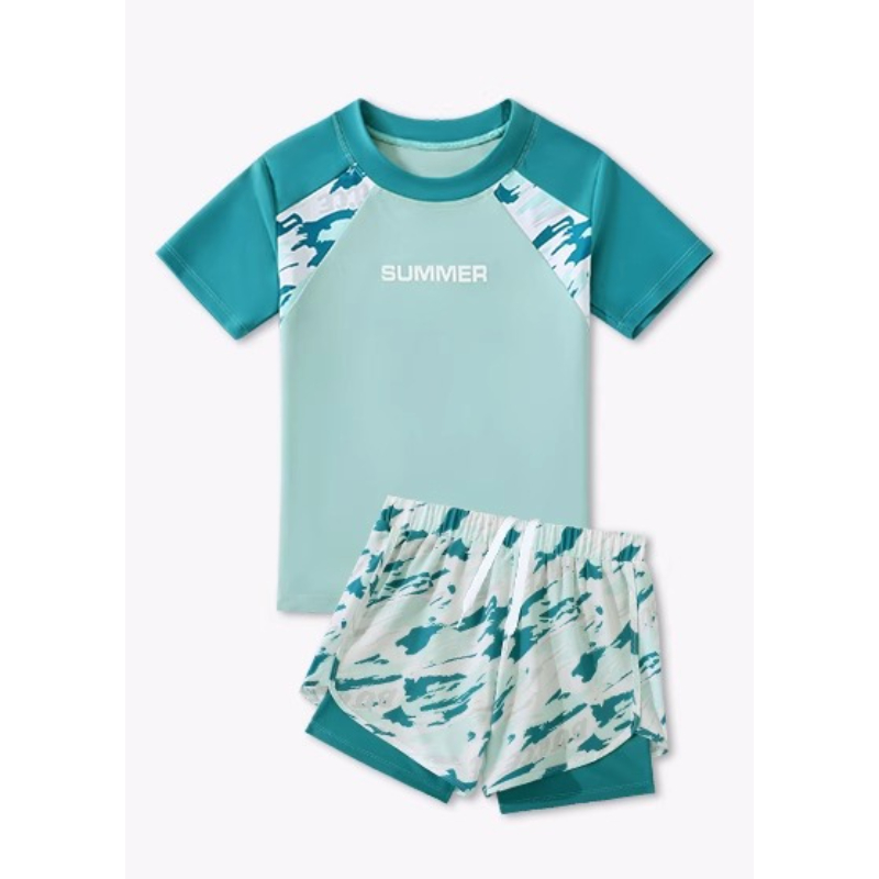 Swim Trunk Quick Dry - 2026年ニューボーイズツーピース水着サマー子供用水着ダブルレイヤースイムトランクスティーンエイジャーボーイズ速乾ビーチ水着