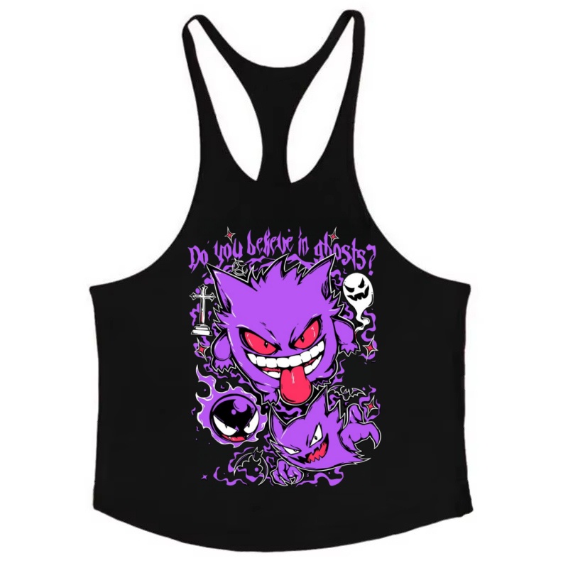 Tank Top Muscle - 夏メンズタンクトップ綿 100% ベスト日本アニメポケモンプリント速乾性ノースリーブシングレットフィットネス筋肉構築トップ