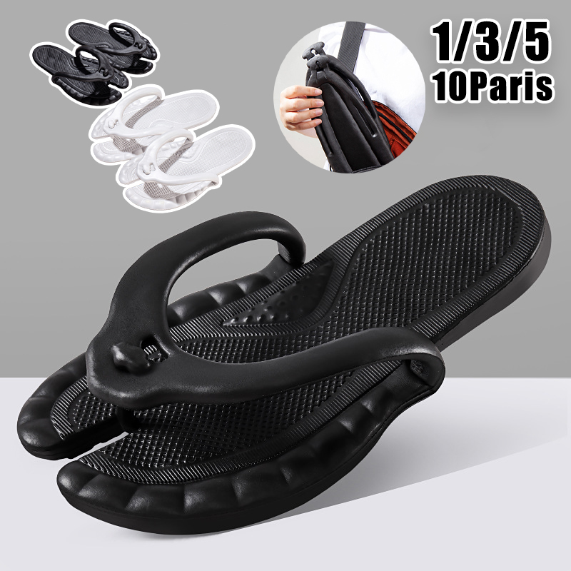 Flip Flop Leather Men - コンパクトトラベルスリッパレディースメンズ折りたたみ軽量サンダル屋内ビーチ屋外ビーチサンダルノンスリップ速乾性ホテルプール