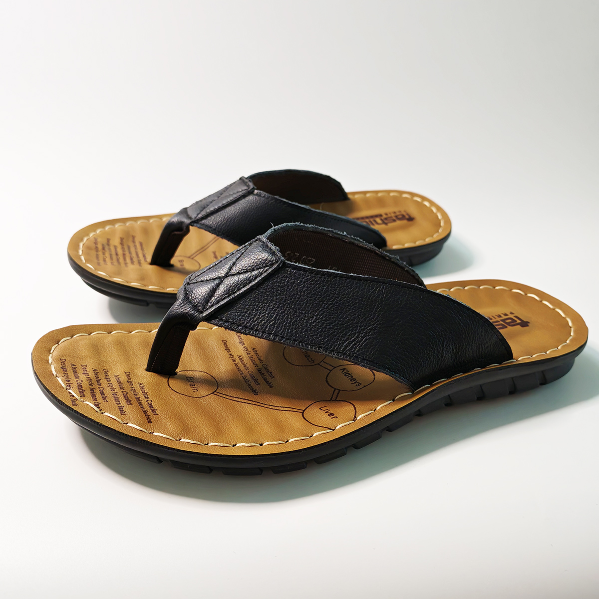 Flip Flop Leather Men - 夏の靴男性スリッパ本革メンズフリップフロップフラットメンズサンダルホリデーノンスリップブラックカーキ A673
