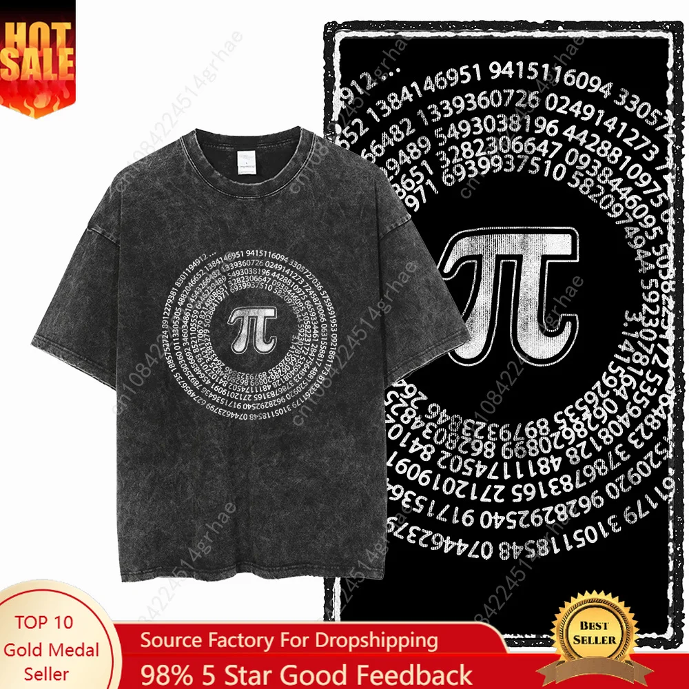 Tee Graphic Print - SC MATH THEME PAIプリント入りコットン酸洗い加工限定グラフィックユニセックスTシャツクールストリートウェアメンズTシャツビッグサイズメンズ用Tシャツ