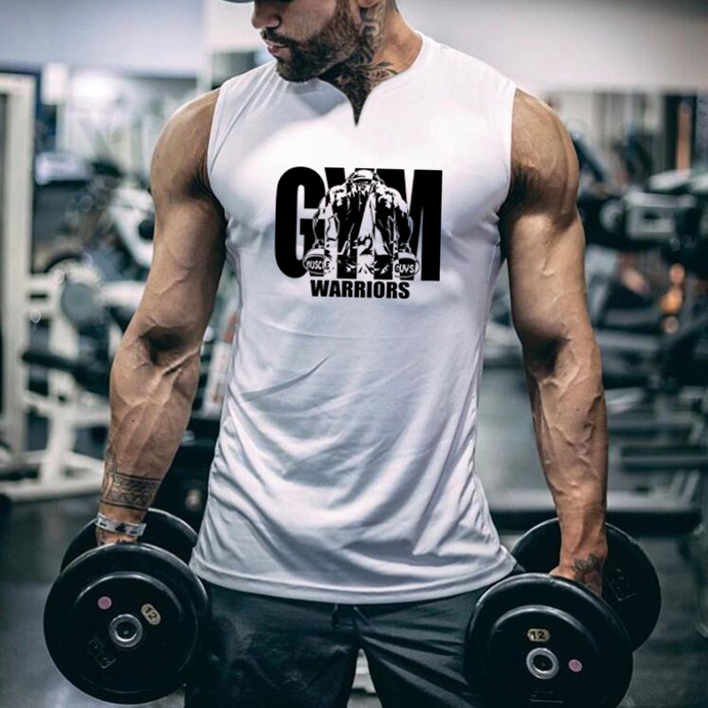 Tank Top Muscle - 夏ランニング V ネックベストジム服圧縮ノースリーブシャツフィットネス筋肉メンズタンクトップ綿ボディービルシングレット