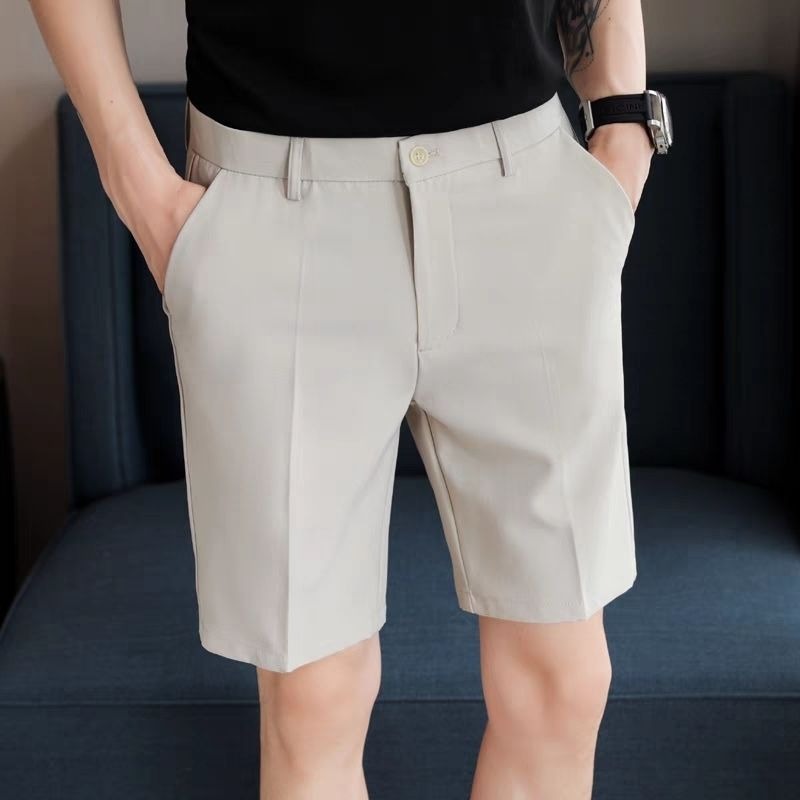 Shorts Chino Slim - メンズスリムフィットスーツショーツ 夏用 軽量ストレートレッグドレスパンツ カジュアルビジネス 5インチチノショーツ プレミアム感