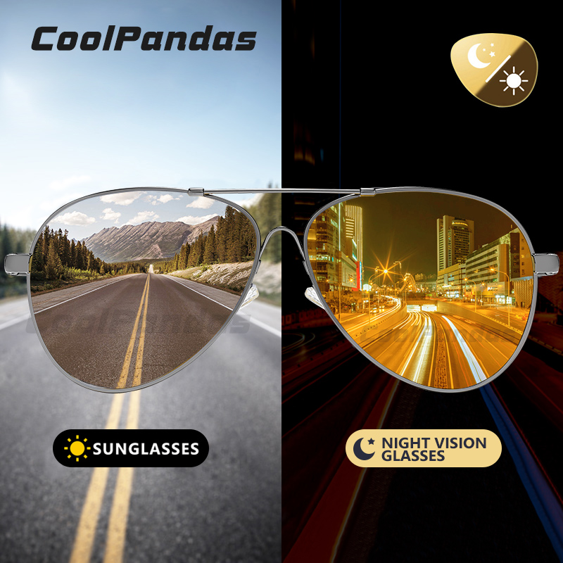 Sunglasses Aviator Polarized - Coolpandas-男性と女性のための偏光サングラス,夜の暗視,高品質のzonnebril