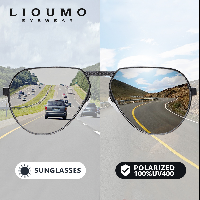 Sunglasses Aviator Polarized - LIOUMO アルミマグネシウムフレーム航空サングラス偏光男性フォトクロミックメガネ女性 UV400 ゴーグル gafas de