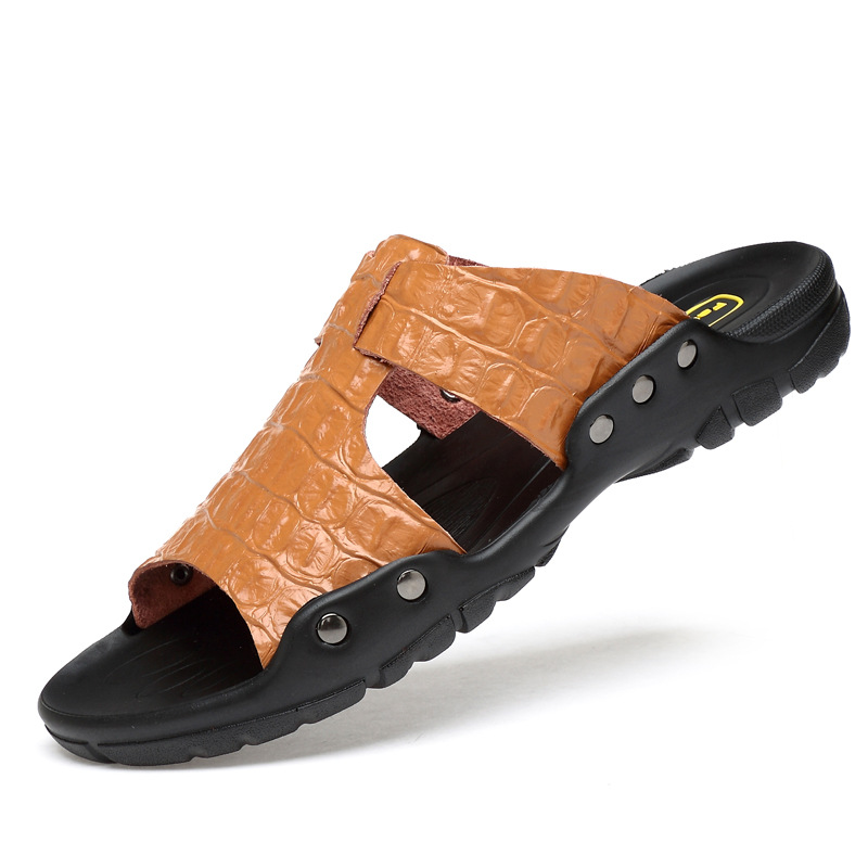 Flip Flop Leather Men - レザーサンダルメ​​ンズ快適なスリッパ男の高級 2025 男性の靴スニーカーハウススリッパ男の夏のフリップフロップスライド