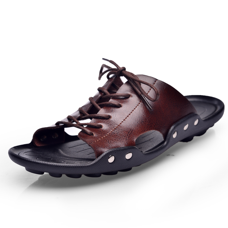 夏潮メンズスリッパ英国ファッション男性サンダル本物の牛革怠惰 - Flip Flop Leather Men のレビューと価格