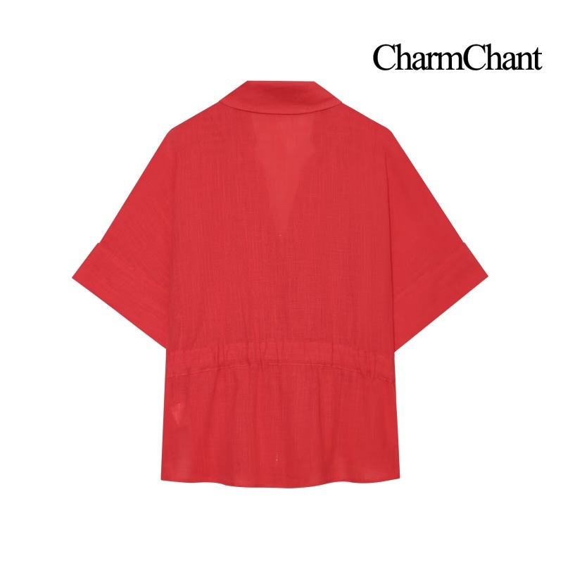 CHARMCHANT レディース 無地リネン混紡 ツーピース - Short Linen Drawstring のレビューと価格