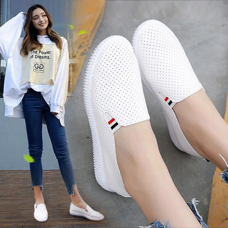 女性スニーカー白干潟カットアウト女性ローファーpu靴低ハイヒ - Espadrille Slip On のレビューと価格
