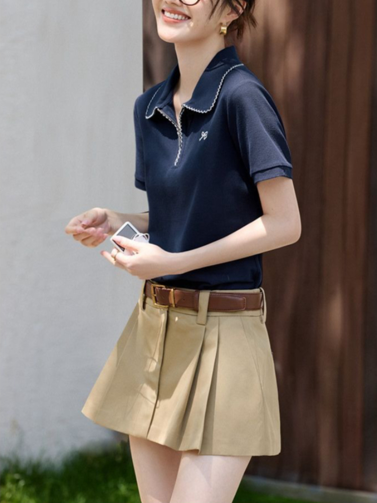 レディース スリムフィット 美体型効果のあるTシャツ 夏の新 - Polo Shirt Pique のレビューと価格