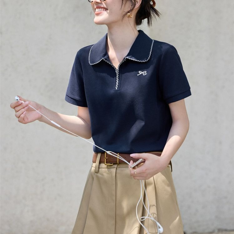 レディース スリムフィット 美体型効果のあるTシャツ 夏の新 - Polo Shirt Pique のレビューと価格