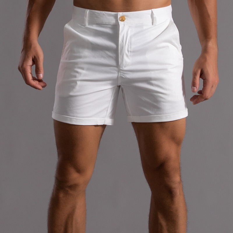 メンズスリムフィットチノショーツ、裾が折り畳まれたカジュアル - Shorts Chino Slim のレビューと価格