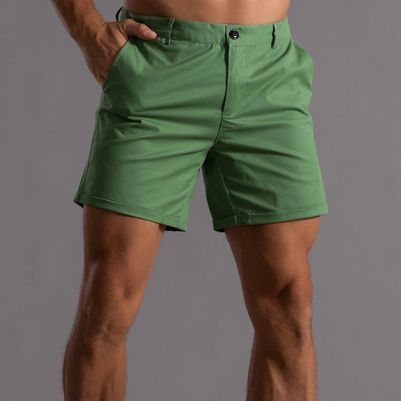 メンズスリムフィットチノショーツ、裾が折り畳まれたカジュアル - Shorts Chino Slim のレビューと価格