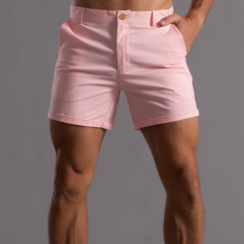 メンズスリムフィットチノショーツ、裾が折り畳まれたカジュアル - Shorts Chino Slim のレビューと価格