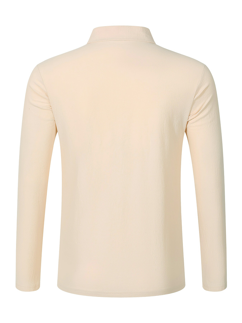 メンズリネン混紡長袖ポロシャツ、胸パッチ付き、通気性のあるラ - Linen Shirt Breathable のレビューと価格