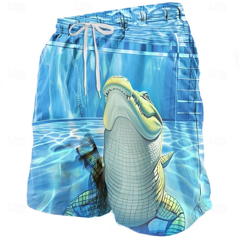 メンズ向け3Dプリントクールな魚/サメ柄ショートパンツ、オウ - Trunks Board Surf のレビューと価格
