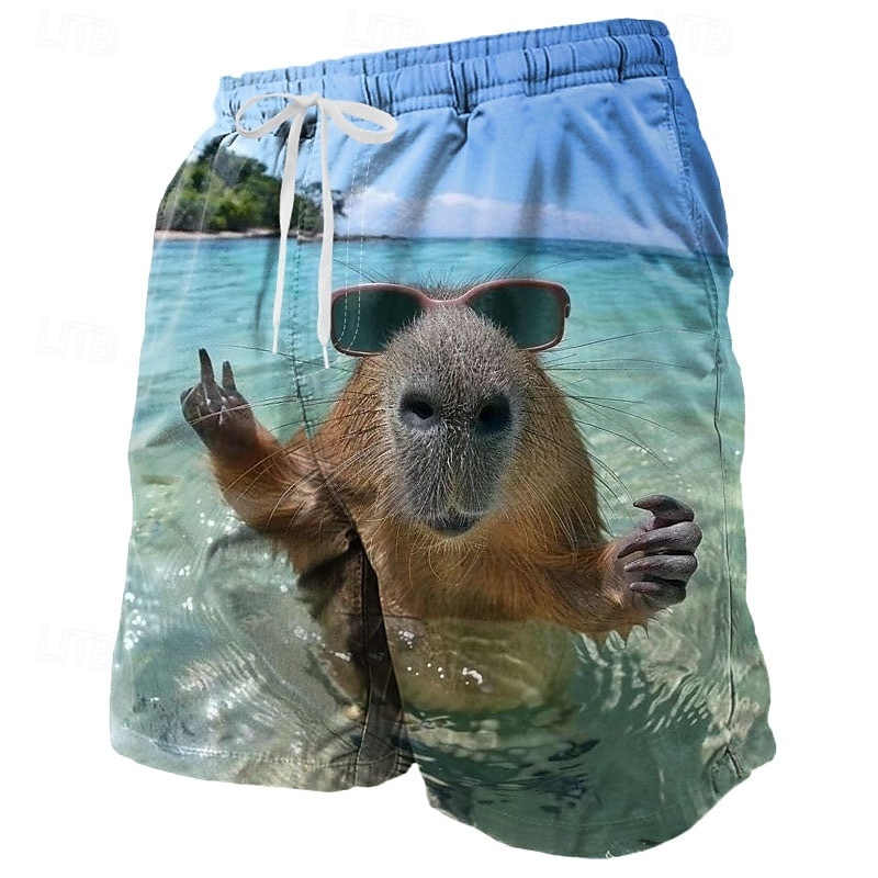メンズ向け3Dプリントクールな魚/サメ柄ショートパンツ、オウ - Trunks Board Surf のレビューと価格