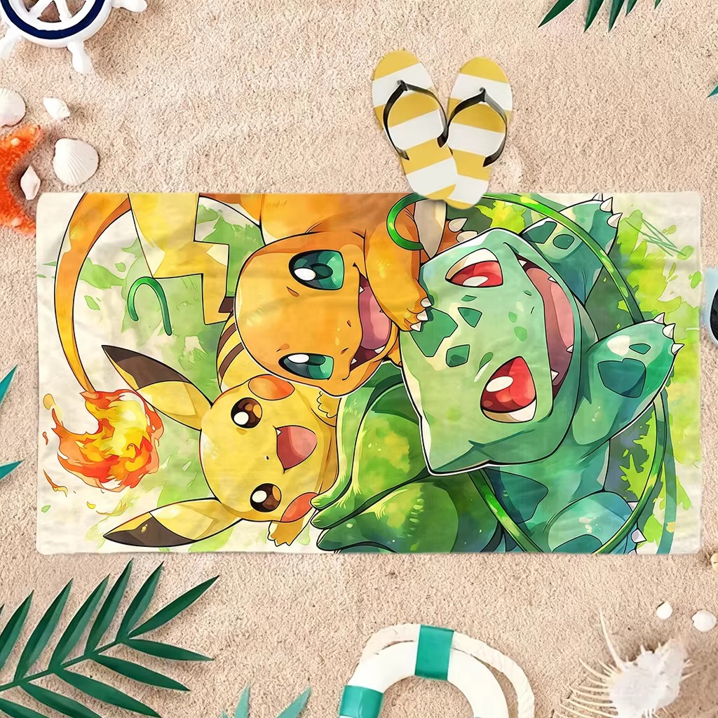 P-ポケモン スターターズ アニメ ビーチタオル ピカチュウ - Beach Towel Large のレビューと価格