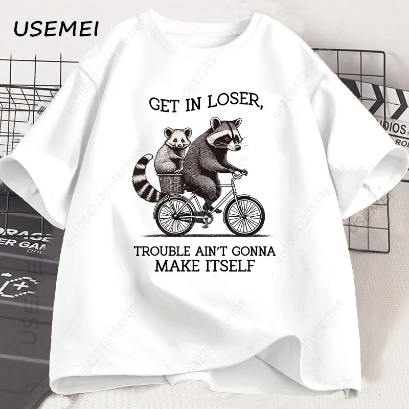 Get in Loser Tシャツ 面白いアライグマグラフィ - Tee Graphic Print のレビューと価格