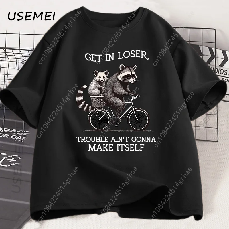 Get in Loser Tシャツ 面白いアライグマグラフィ - Tee Graphic Print のレビューと価格