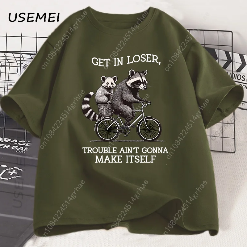 Get in Loser Tシャツ 面白いアライグマグラフィ - Tee Graphic Print のレビューと価格