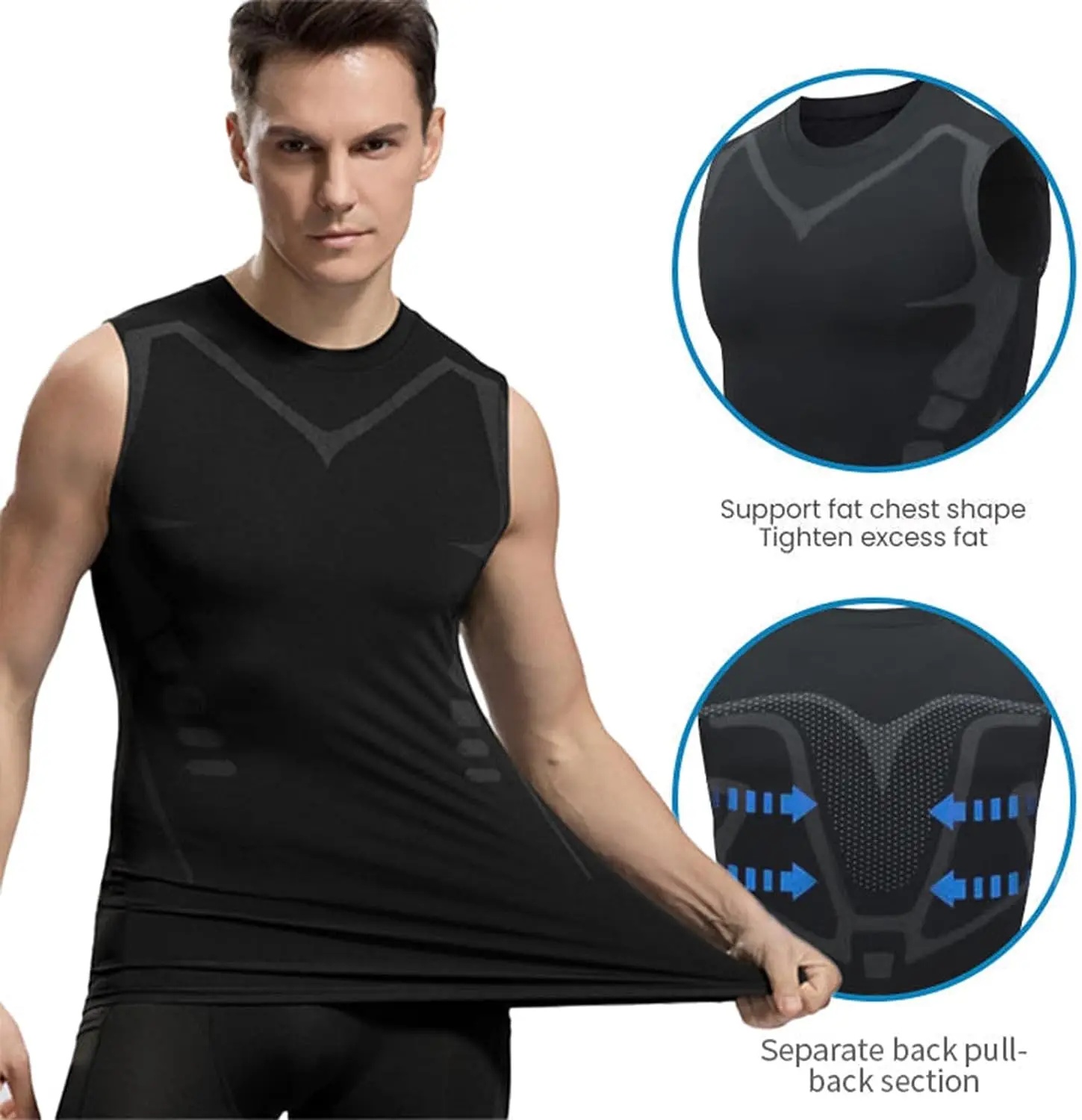 メンズコンプレッションタンクトップ、ノースリーブプリント速乾 - Tank Top Muscle のレビューと価格
