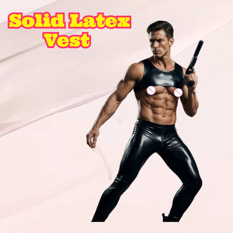 ソリッドラテックスベスト タイトショートタンクトップ ラバー - Tank Top Muscle のレビューと価格