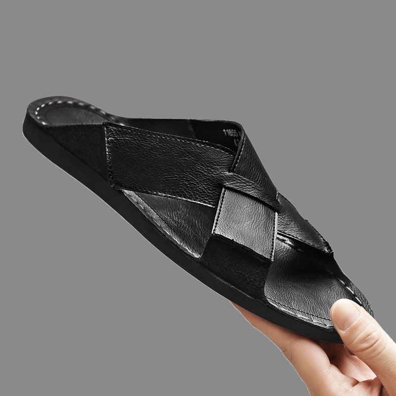 ファッション本革メンズスリッパ夏の男のサンダル屋外ビーチシュ - Flip Flop Leather Men のレビューと価格