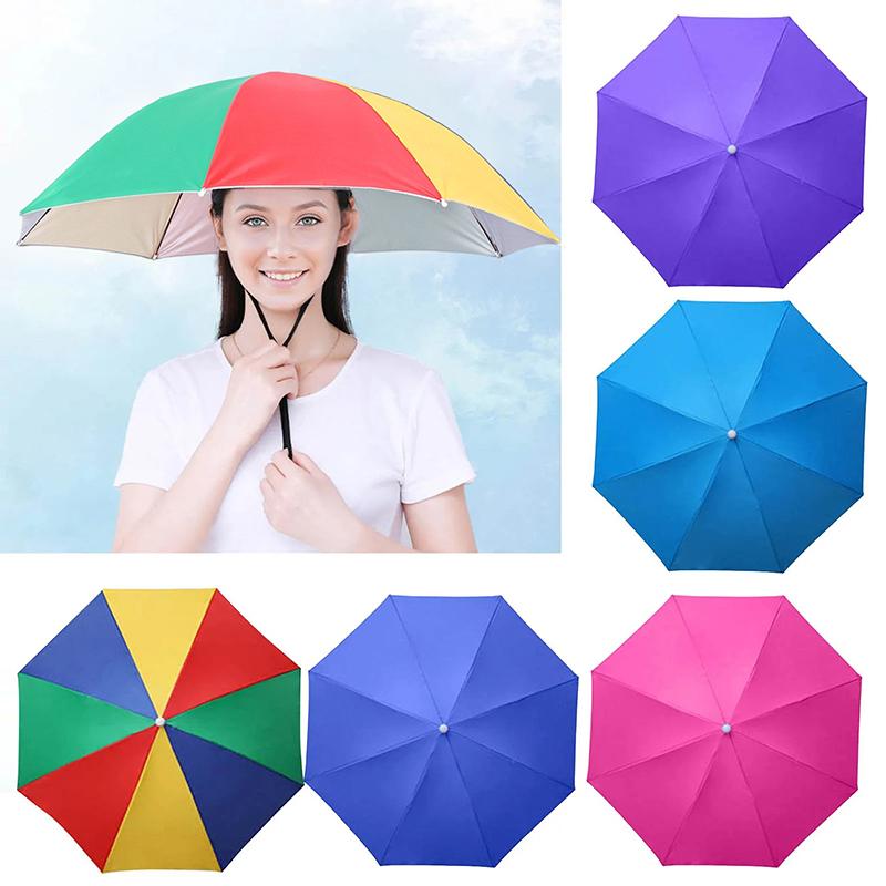 熱い！ ヘッドマウント傘折りたたみ式防水 UV 保護日雨キャ - Bucket Hat Straw のレビューと価格
