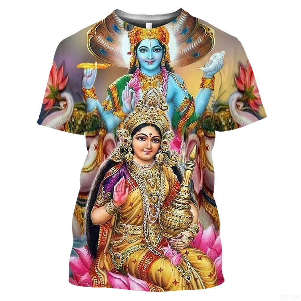 夏のファッション インドの神々 グラフィックTシャツ メンズ - Tee Graphic Print のレビューと価格