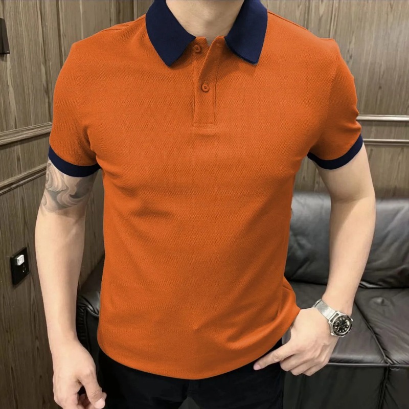 メンズプラスサイズピケポロシャツコントラストカラースリーブ半 - Polo Shirt Pique のレビューと価格