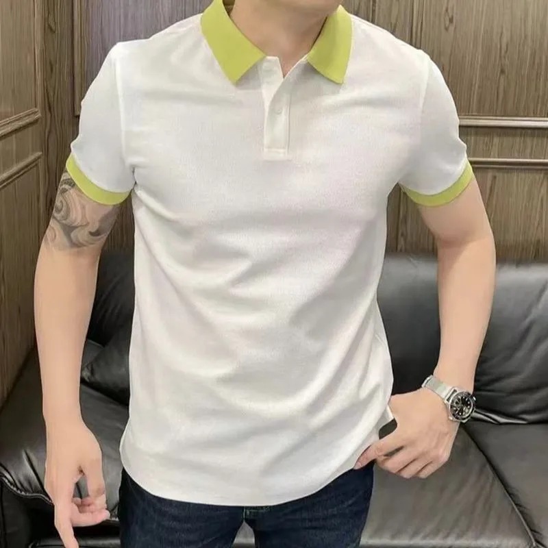 メンズプラスサイズピケポロシャツコントラストカラースリーブ半 - Polo Shirt Pique のレビューと価格