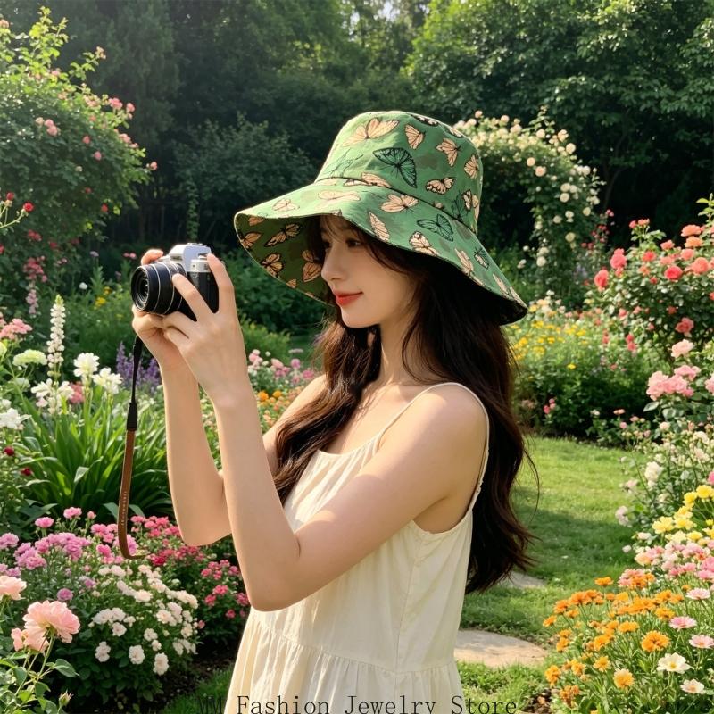 グリーン プリント バケット ハット ソフト ポリエステル  - Packable Hat Nylon のレビューと価格