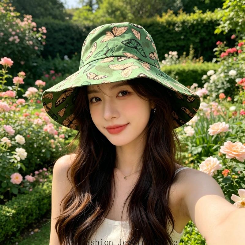 グリーン プリント バケット ハット ソフト ポリエステル  - Packable Hat Nylon のレビューと価格