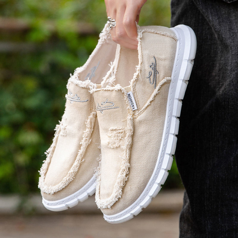 男性用の通気性のあるキャンバスシューズ,レースなしのサマーシ - Espadrille Slip On のレビューと価格