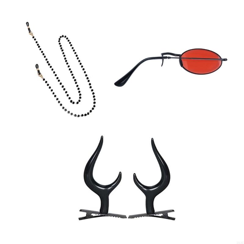 チェーンデビルホーンを備えたDxaeモノクラーメガネハロウィ - Sunglass Retainer Cord のレビューと価格