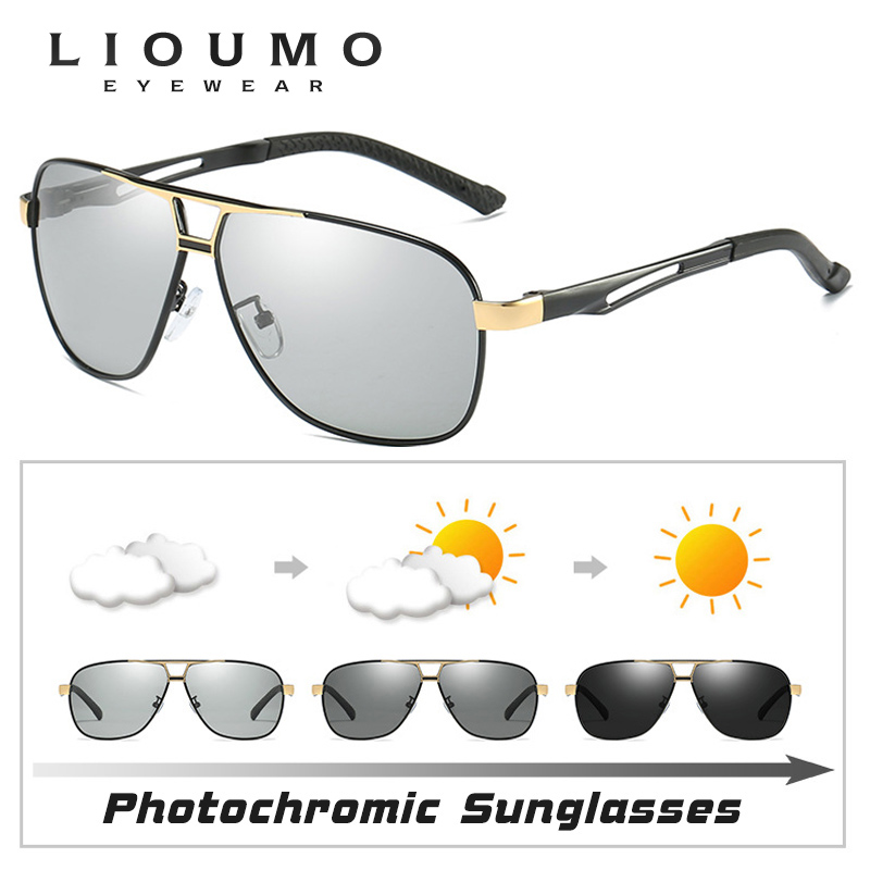 LIOUMO 航空サングラス男性偏光抗紫外線変色サングラス女 - Sunglasses Aviator Polarized のレビューと価格